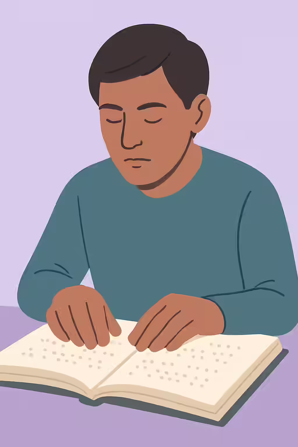 An illustration of a person reading braille, symbolizing the importance of accessibility for people with visual impairments.