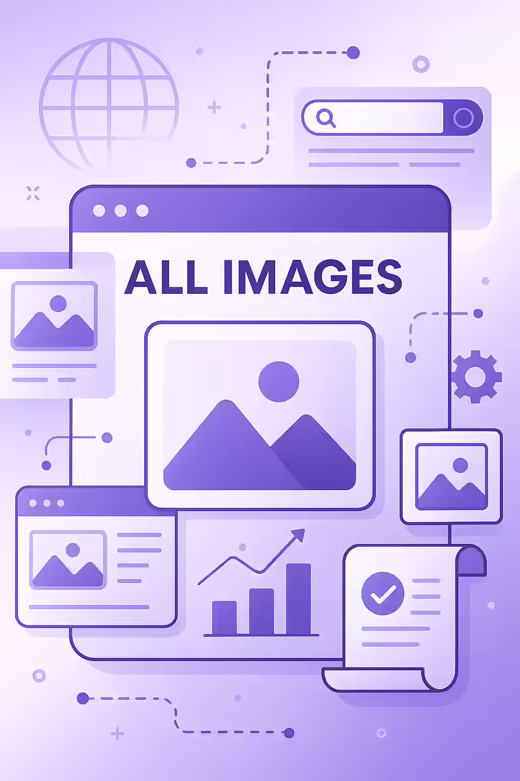 A Picture is Worth a Thousand Clicks: Mastering Image Optimization 1 A set of gears with image-related icons, symbolizing the mechanics of image optimization.