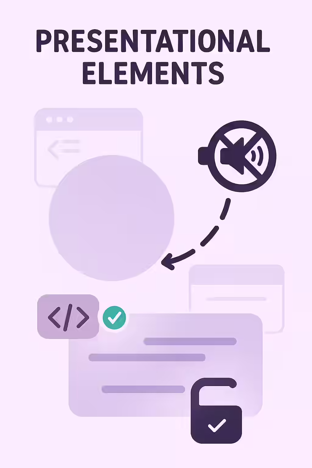 The Invisible Element: A Guide to Presentational Elements 1 An illustration of a decorative element that is being ignored by a screen reader, symbolizing the importance of presentational elements.