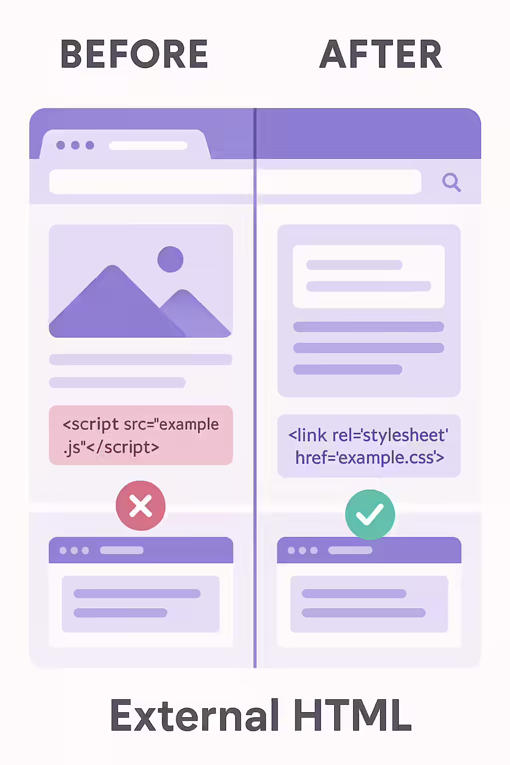 The Foundation of Your Website: A Guide to External HTML 1 An illustration of building blocks with HTML tags, symbolizing the foundational nature of external HTML.