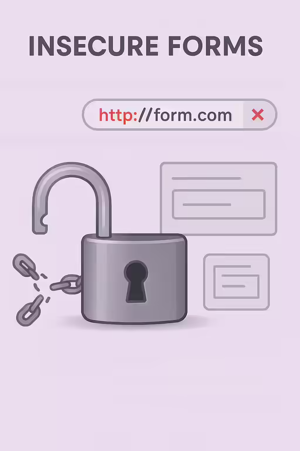 The Unlocked Back Door: A Guide to Insecure Form URLs 1 An illustration of an unlocked padlock, symbolizing the importance of fixing insecure form URLs.