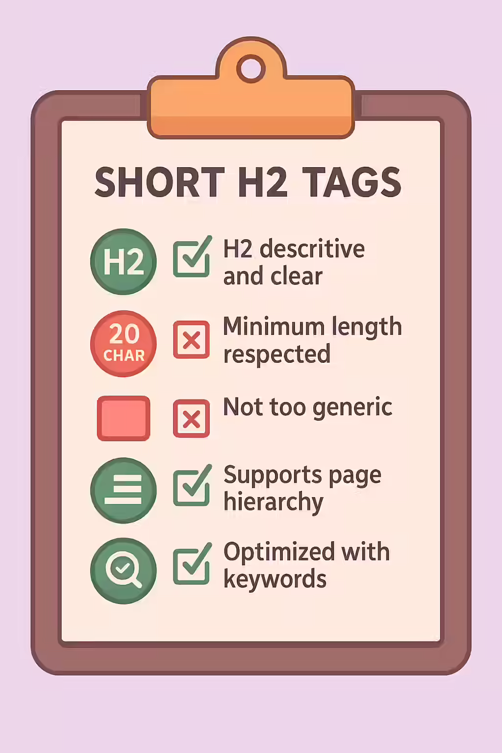 The Short Story: A Guide to H2 Tags Under 20 Characters 2 An illustration of a checklist, symbolizing the importance of making sure your website is free of H2 tags under 20 characters.