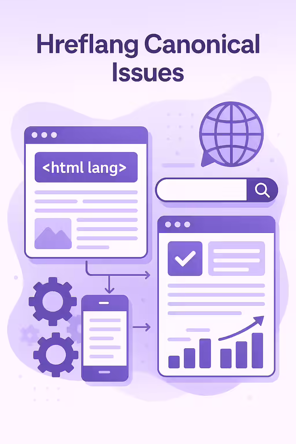 The Conflicting Signal: A Guide to Hreflang and Canonical Tag Issues 1 An illustration of a conflicting signpost, with an hreflang tag pointing one way and a canonical tag pointing another.