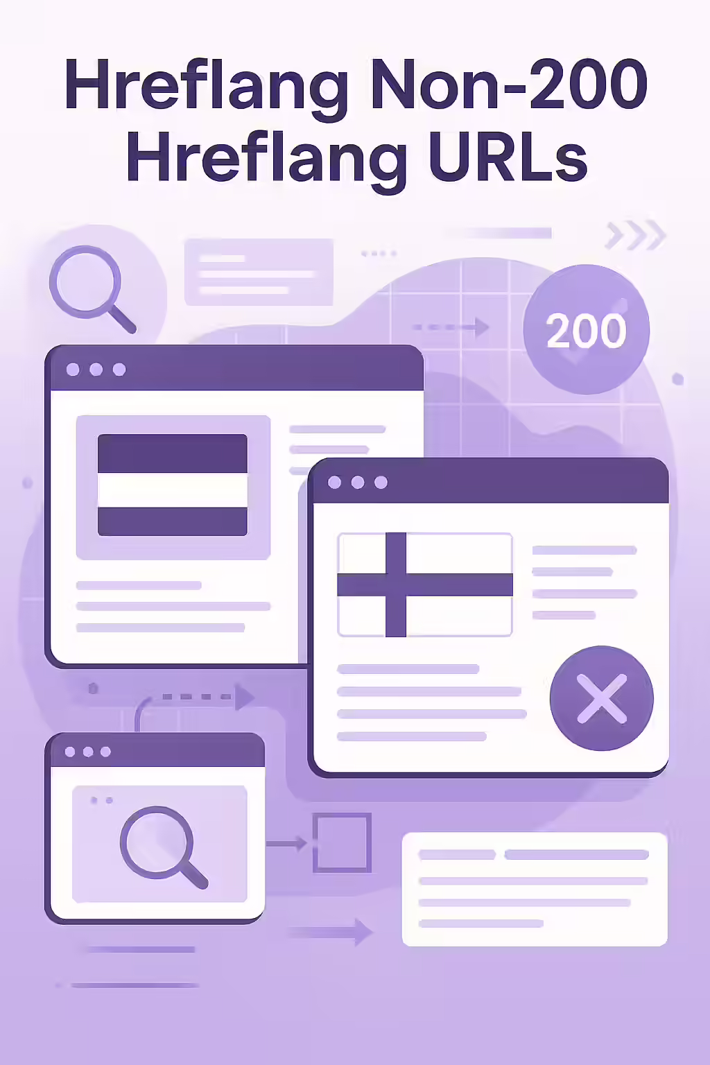 The Dead End: Why Non-200 URLs Invalidate Your Hreflang Tags 1 An illustration showing a broken link in a chain of hreflang tags, disrupting the connection between international pages.