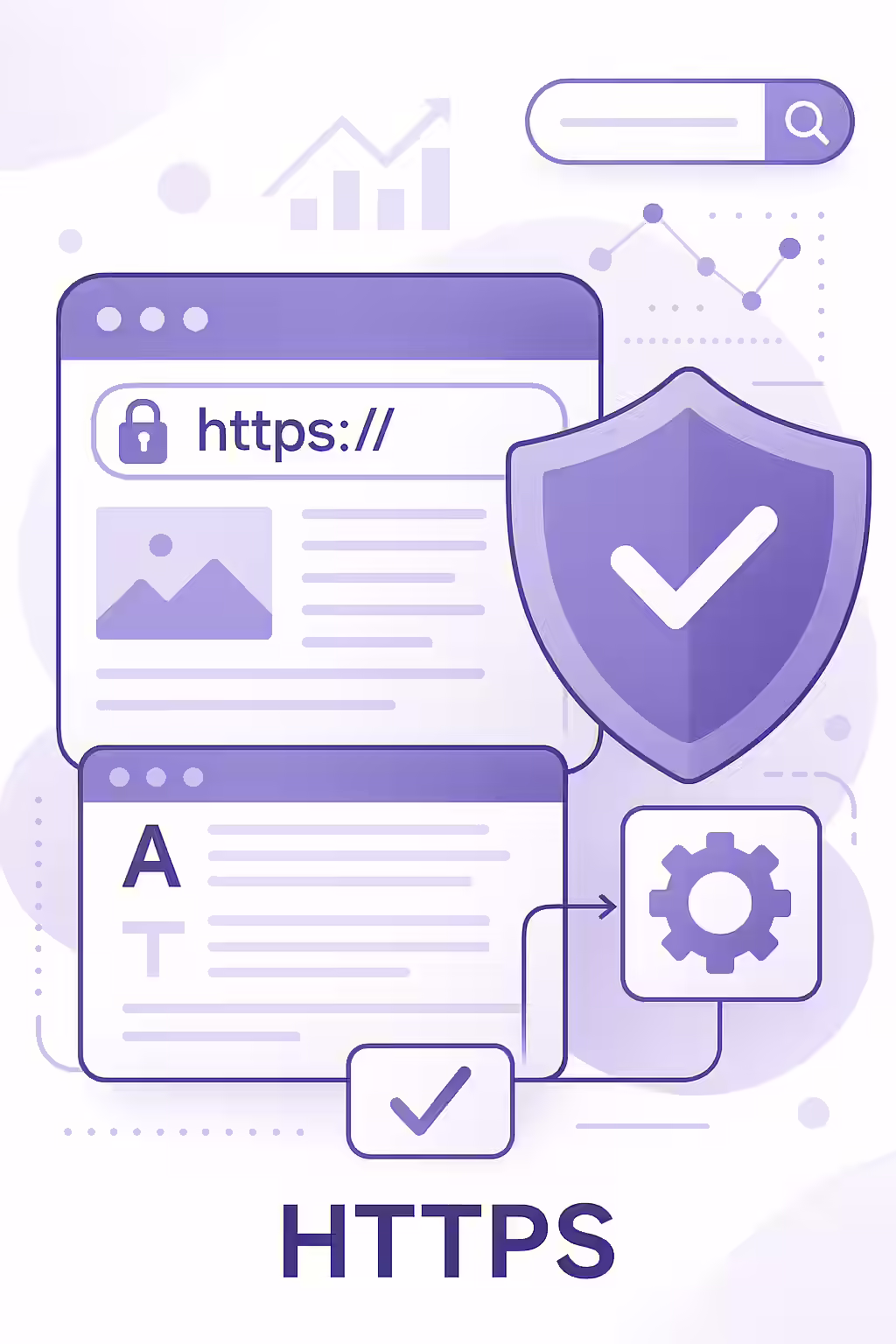 HTTPS: The Modern Standard for Trust, Security, and SEO 1 An illustration of a secure padlock, symbolizing the trust and security provided by HTTPS.