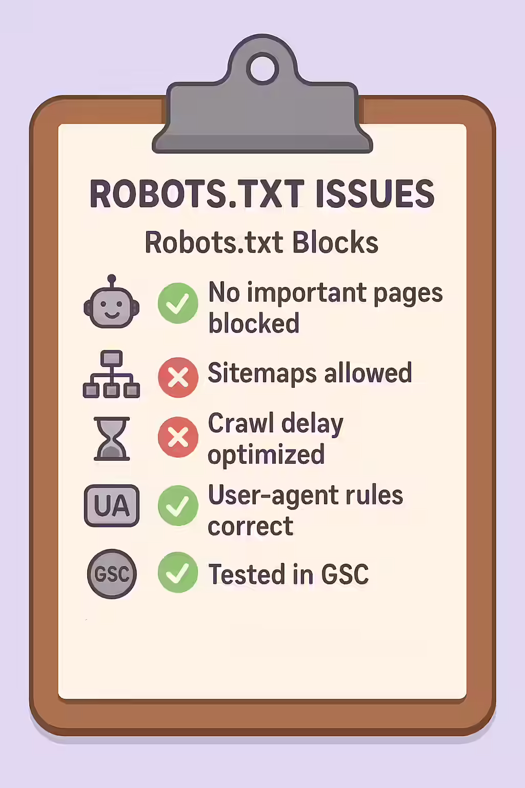 The Blocked Page: A Guide to Fixing Pages Blocked by Robots.txt 2 An illustration of a checklist for auditing and fixing a robots.txt file.