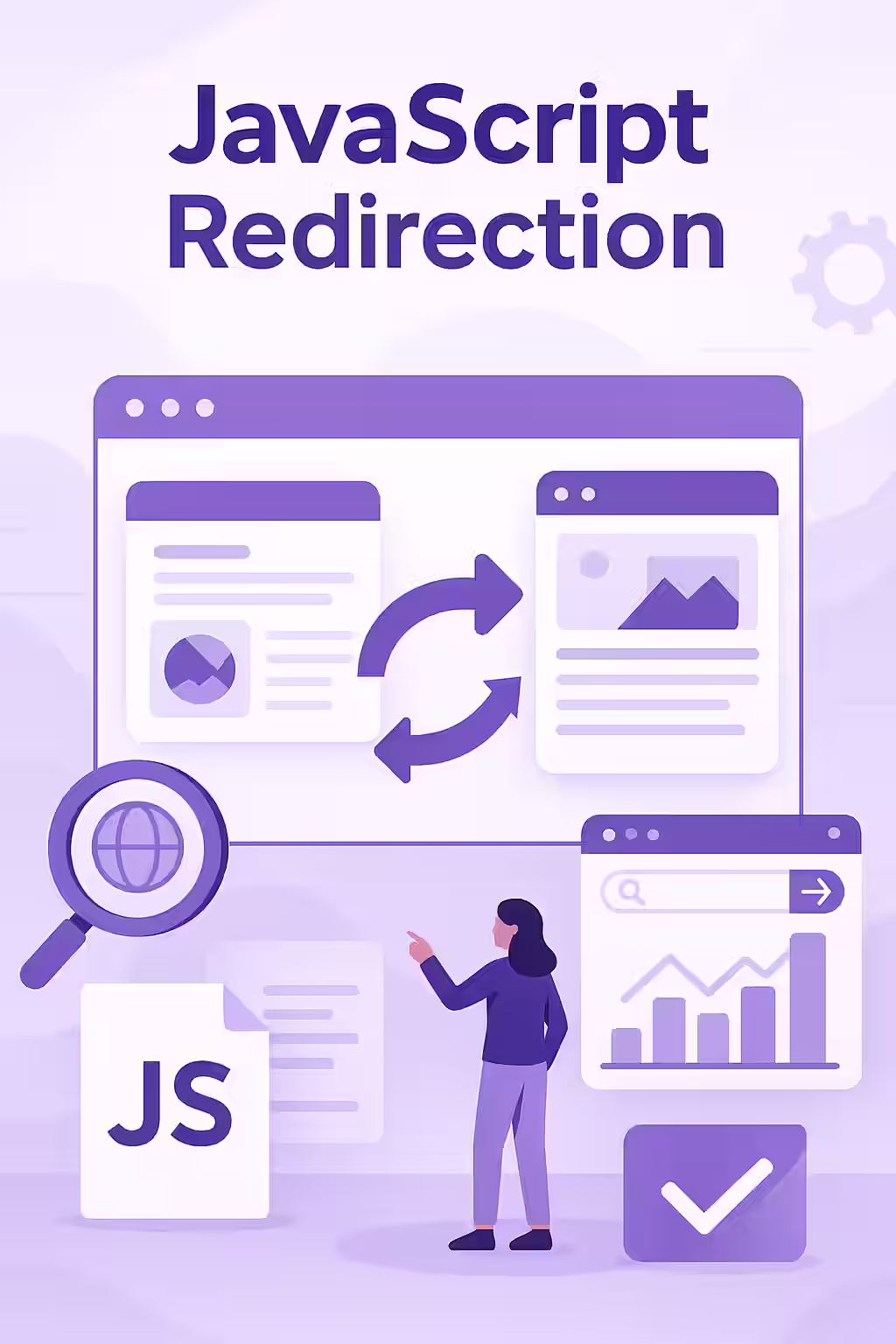 JavaScript Redirects: A Risky Choice for SEO 1 An illustration showing the inefficient, two-step process of a client-side JavaScript redirect.