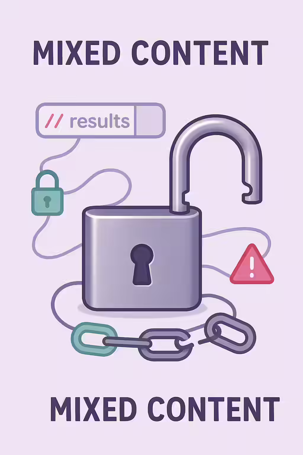 The Broken Padlock: A Guide to Fixing Mixed Content 1 An illustration of a broken padlock, symbolizing the security vulnerability of mixed content.
