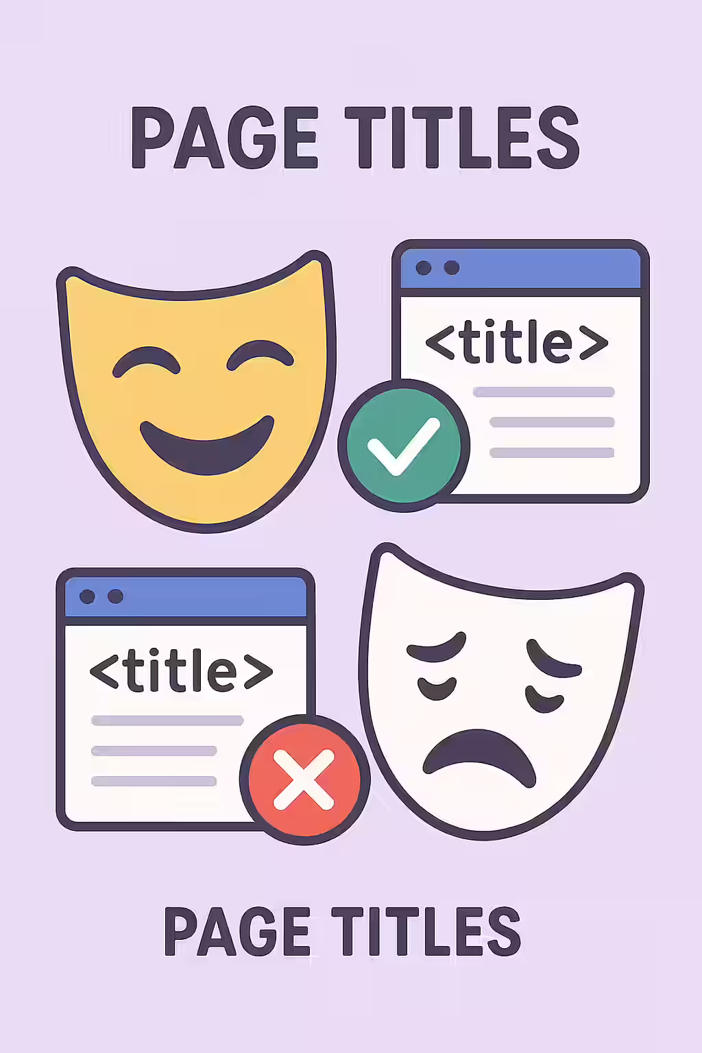An illustration of two masks, symbolizing the importance of fixing multiple page titles.