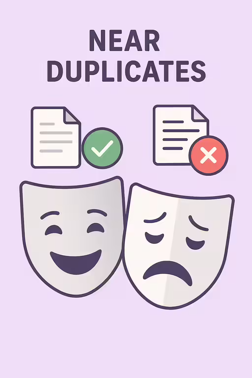 Echoes in the Hallway: A Guide to Fixing Near-Duplicate Content 1 An illustration of two nearly identical masks, symbolizing near-duplicate content.