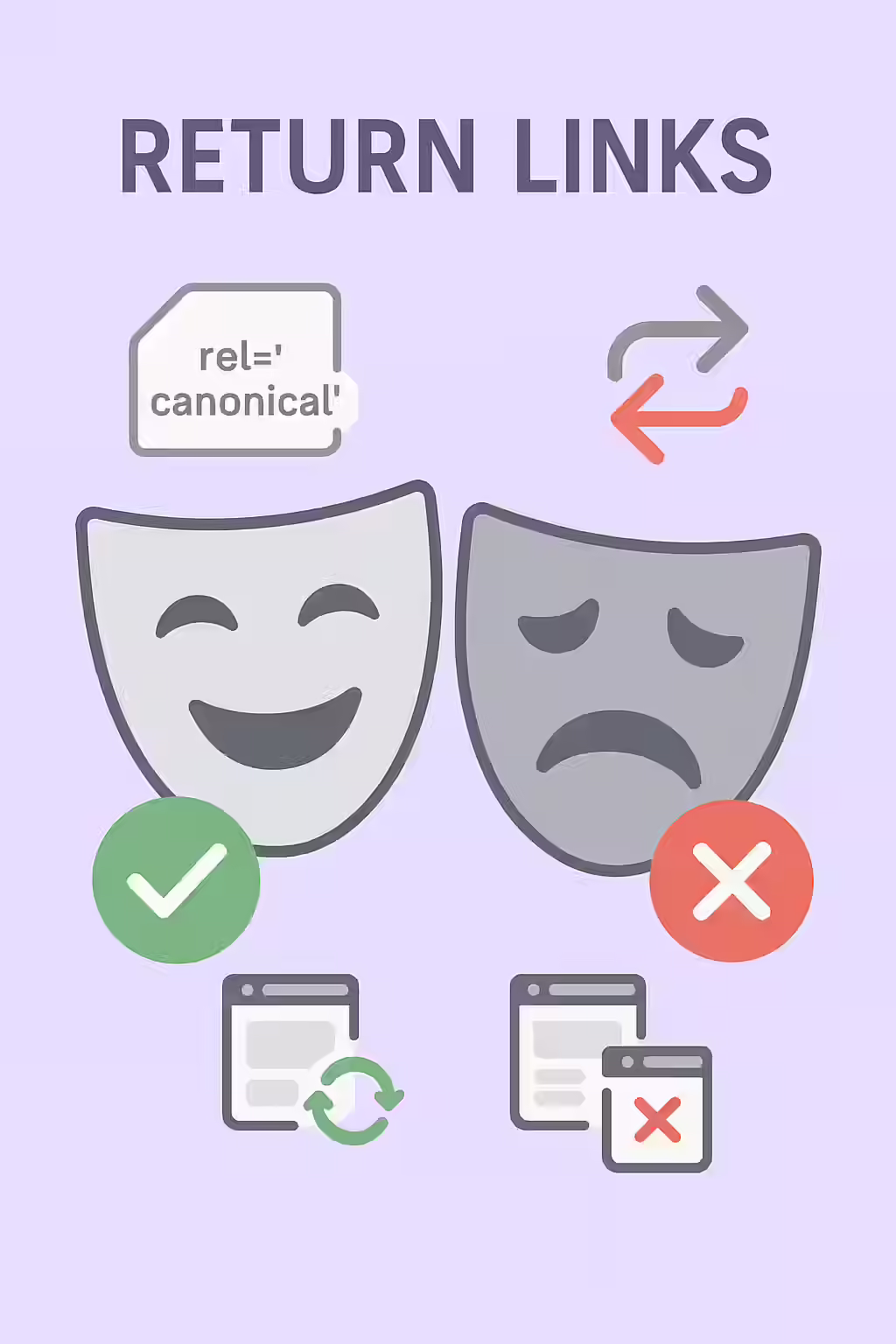 The Wasted Signal: Hreflang Links to a Non-Canonical Page 1 An illustration of a signpost pointing to a non-canonical page, which then points to the canonical page, symbolizing a wasted signal.