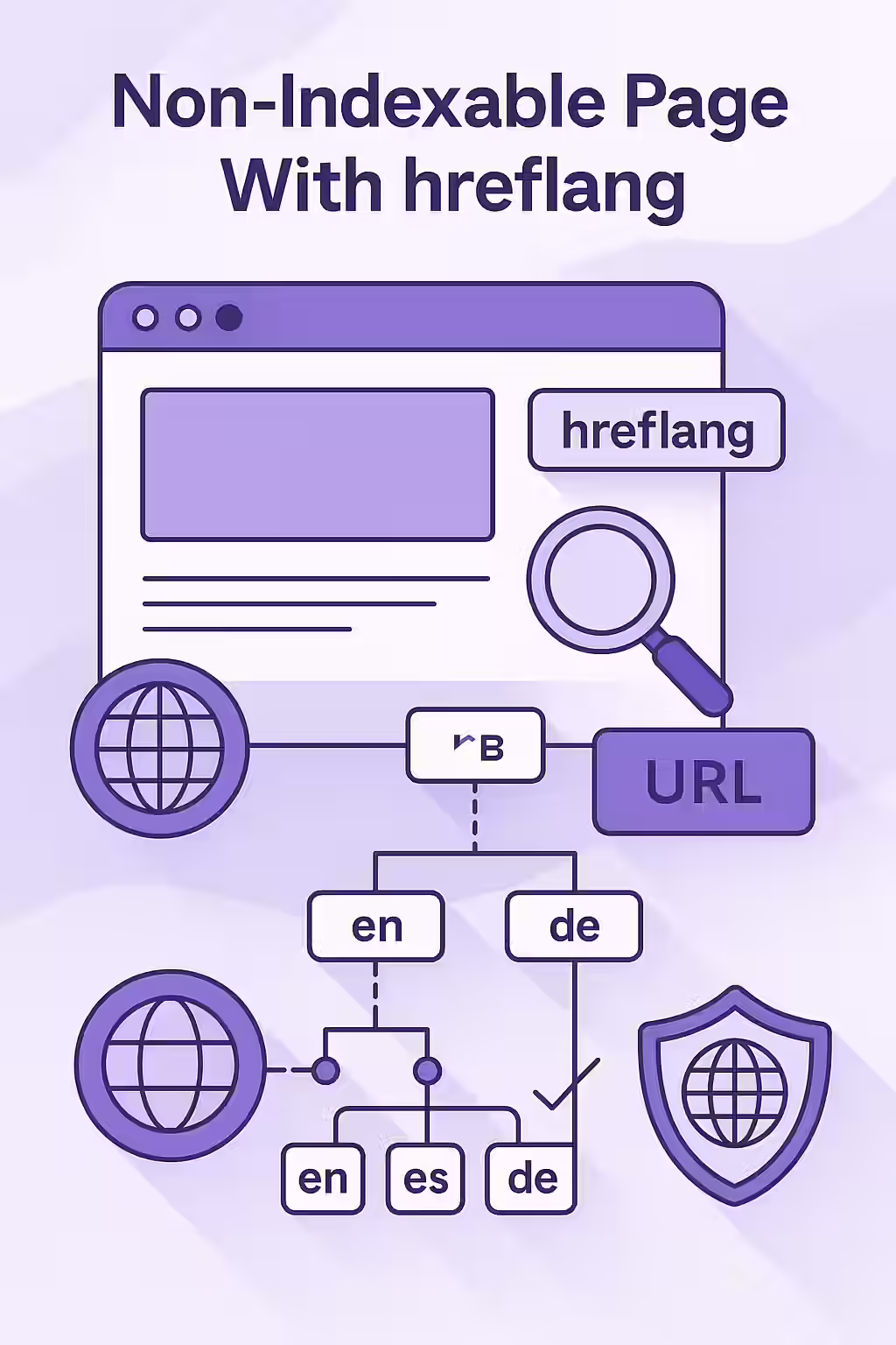 The Conflicting Signal: A Guide to Non-Indexable Pages with Hreflang Tags 1 An illustration of a 'noindex' tag clashing with an 'hreflang' tag, symbolizing a conflicting signal.
