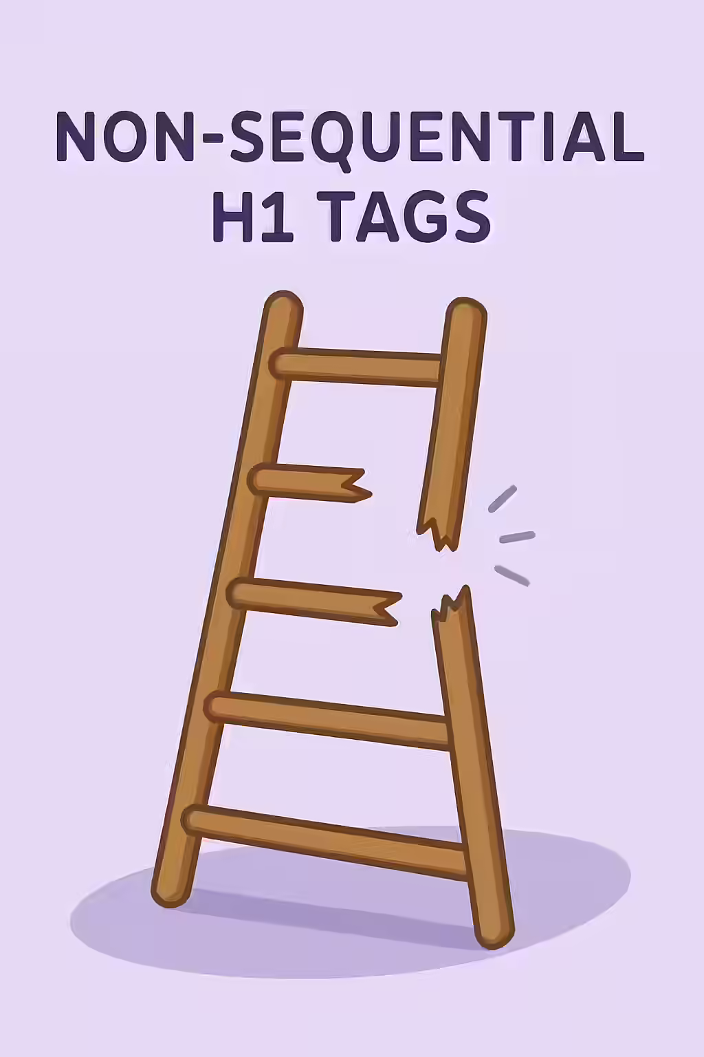 The Broken Ladder: A Guide to Non-Sequential Heading Tags 1 An illustration of a broken ladder, symbolizing the importance of fixing non-sequential heading tags.
