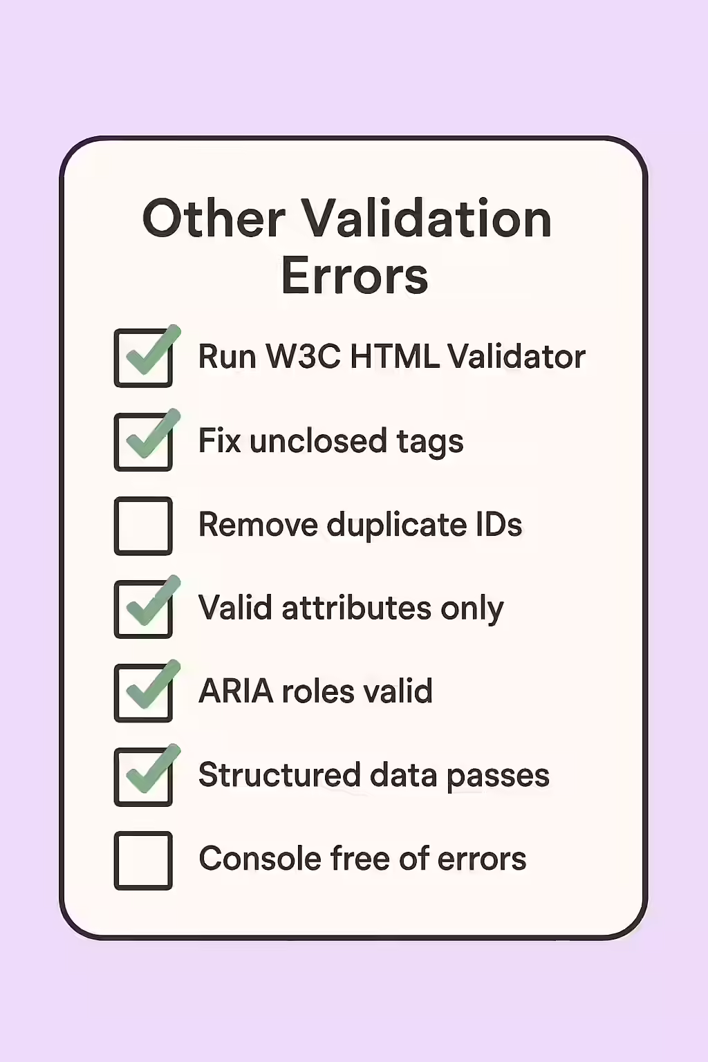The Glitch in the Code: A Guide to HTML Validation Errors 2 An illustration of a checklist, symbolizing the importance of auditing for HTML validation errors.