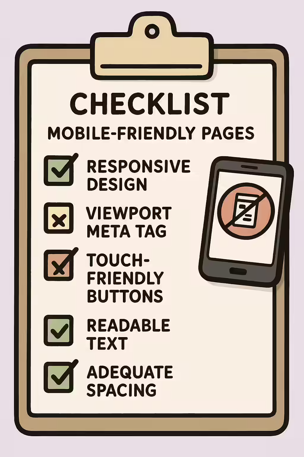The Unfriendly Page: A Guide to Mobile-Friendly Design 2 An illustration of a checklist, symbolizing the importance of making sure your website is mobile-friendly.