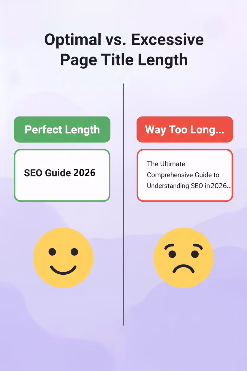 Page Titles Over 55 Characters: Stop the Truncation... 2 Comparison of optimal and excessive page title lengths, highlighting best practices for SEO and user engagement.