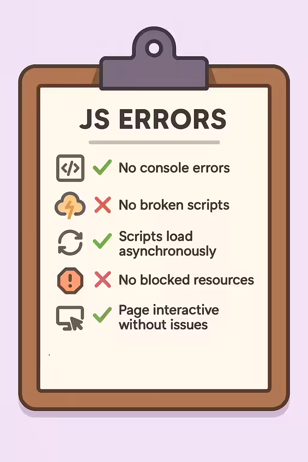The Glitch in the Matrix: A Guide to Pages with JavaScript Errors 2 An illustration of a checklist, symbolizing the importance of making sure your website is free of pages with JavaScript errors.