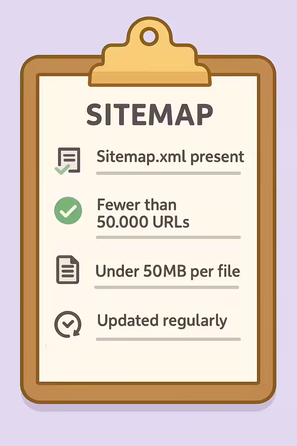 An illustration of a checklist, symbolizing the importance of making sure your website has a sitemap.