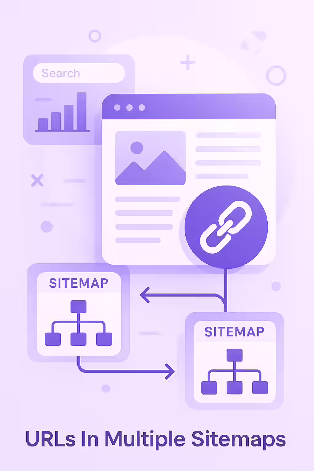 An illustration of a book with two cards in the card catalog, symbolizing the importance of avoiding URLs in multiple sitemaps.