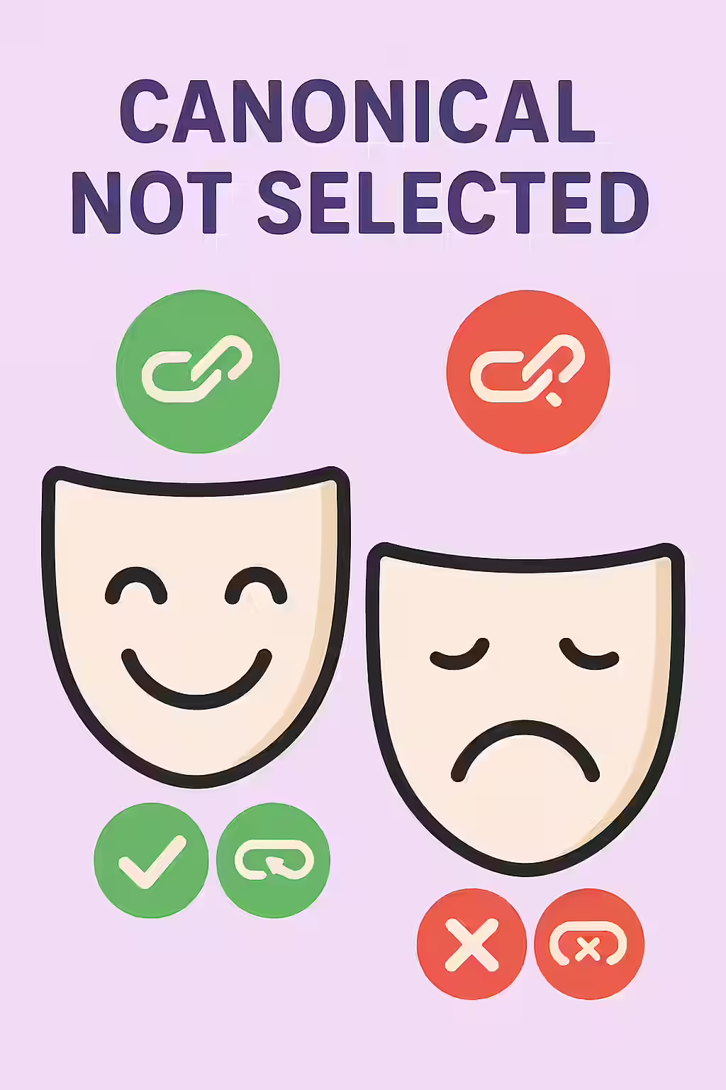 An illustration of two masks, symbolizing the importance of fixing user-declared canonical not selected.