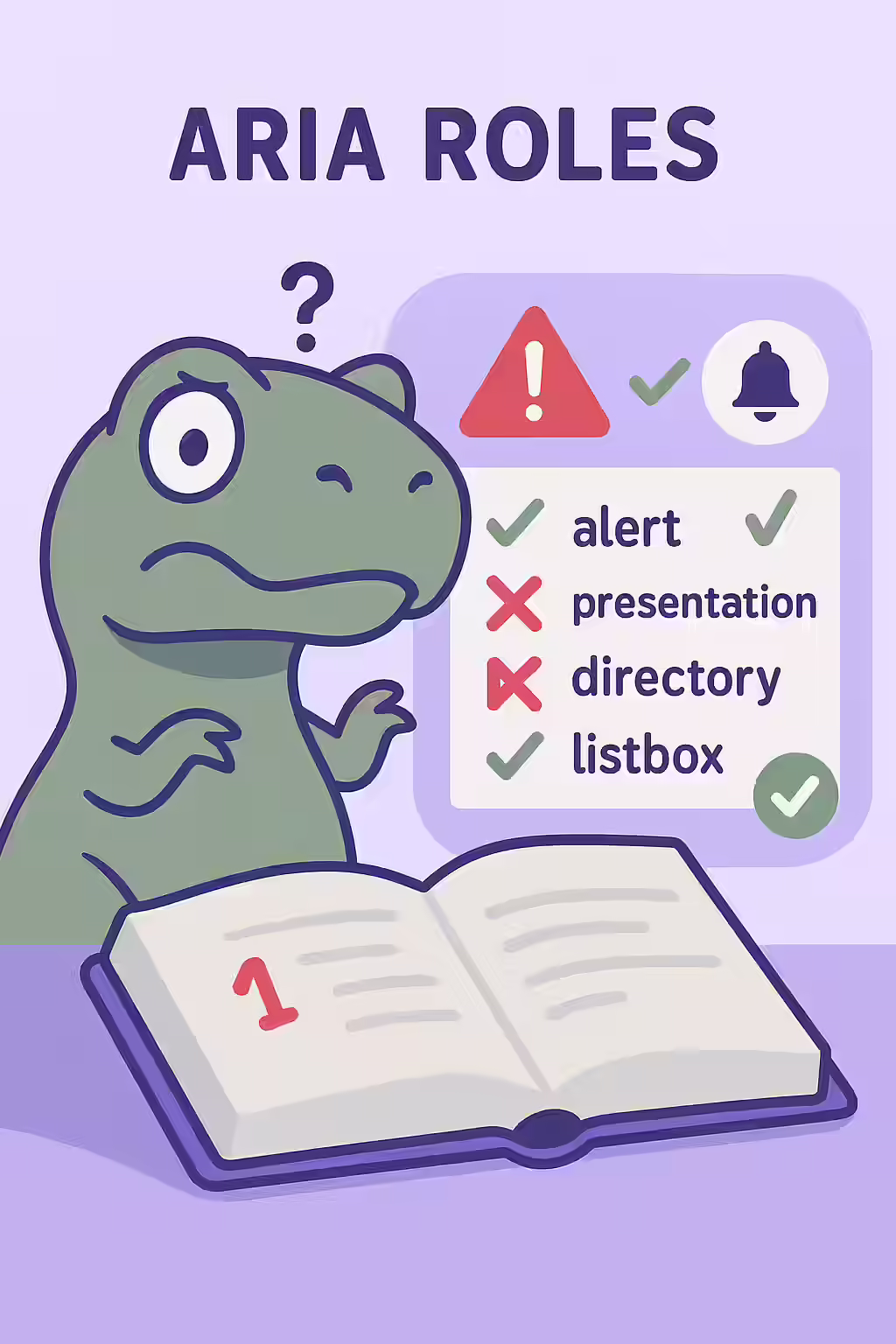 The Ghost of Geocities Past: A Guide to Deprecated ARIA Roles 1 An illustration of a dinosaur, symbolizing the deprecated status of the ARIA roles.
