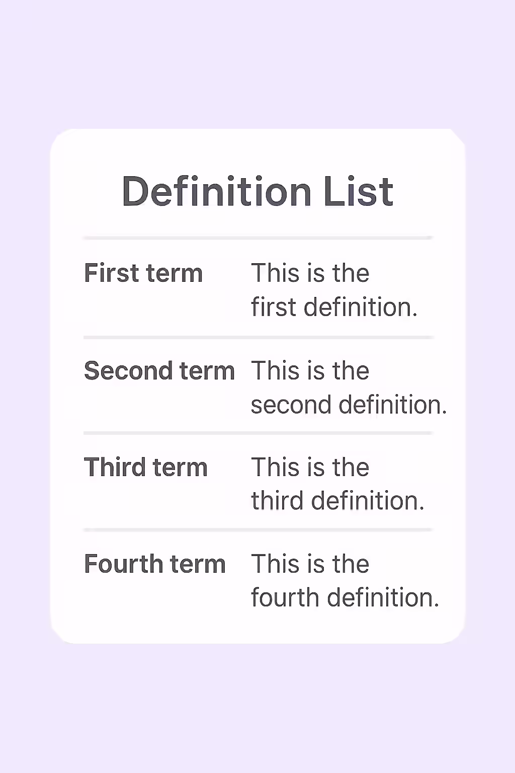 The Definition of a List: A Guide to Containing <dt><dt> and <dd> Elements in <dl> s</dt> 1 dl dt dd