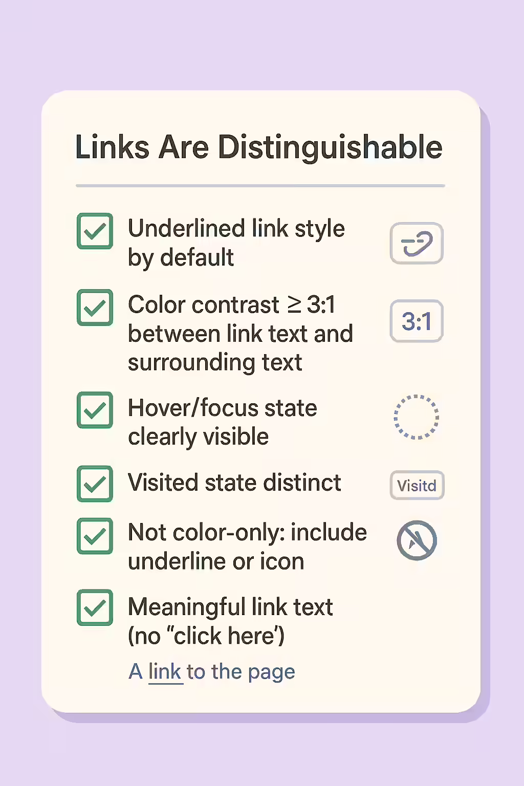 Standing Out from the Crowd: A Guide to Distinguishable Links 2 An illustration of a checklist, symbolizing the importance of making sure your links are distinguishable.