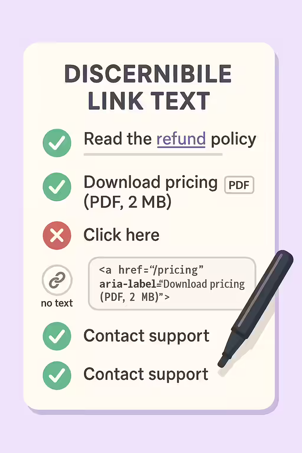 What's in a Name? A Guide to Discernible Text for Summary Elements 2 An illustration of a checklist, symbolizing the importance of making sure your summary elements have discernible text.