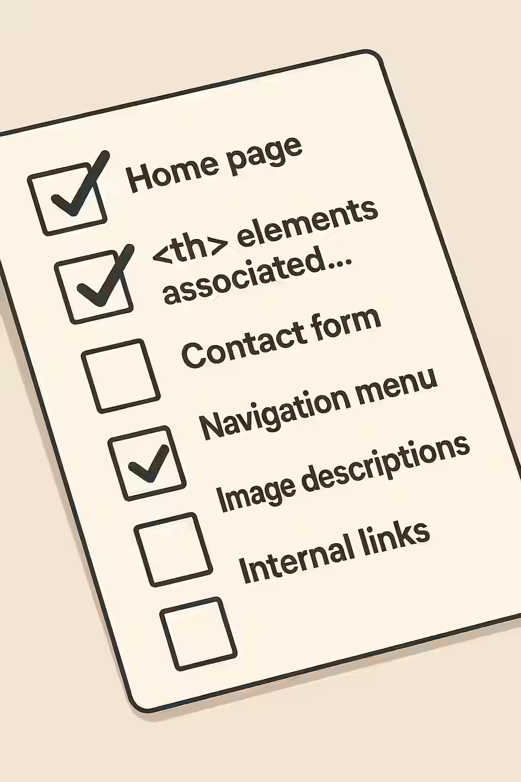 The Well-Connected Table: A Guide to Associating <th> Elements with Data Cells 2 th element checklist