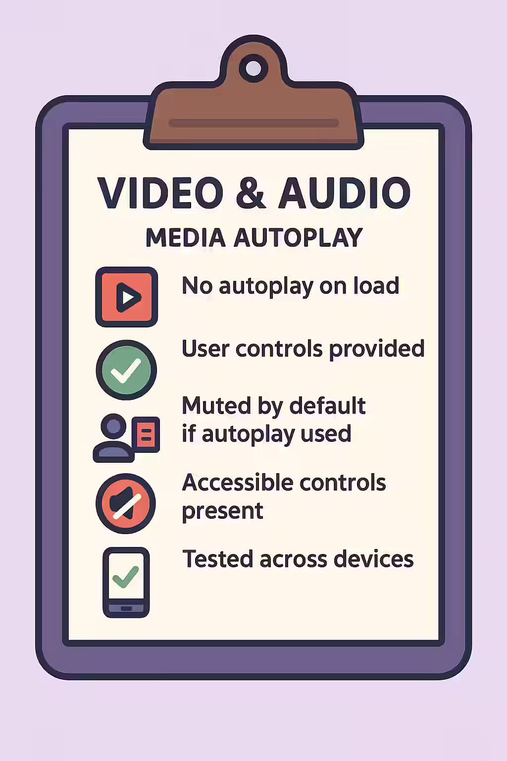The Silent Screen: A Guide to Captions for Video Elements 2 An illustration of a checklist, symbolizing the importance of making sure your video elements have captions.