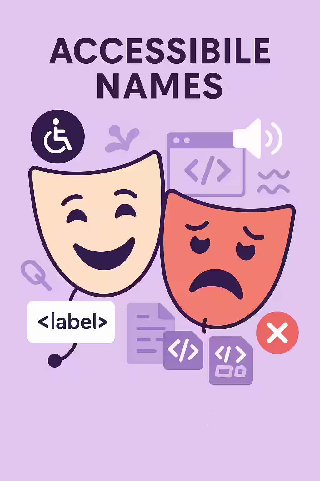 The Two-Faced Link: A Guide to Links with the Same Accessible Name 1 An illustration of two masks, symbolizing the importance of unique accessible names.