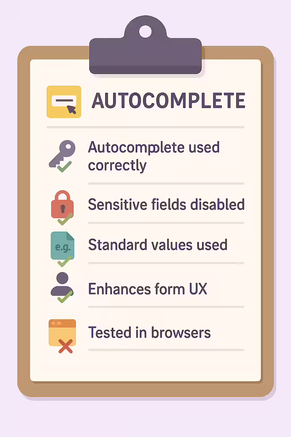 The Magic Wand: A Guide to the Autocomplete Attribute 2 An illustration of a checklist, symbolizing the importance of making sure your autocomplete attribute is used correctly.