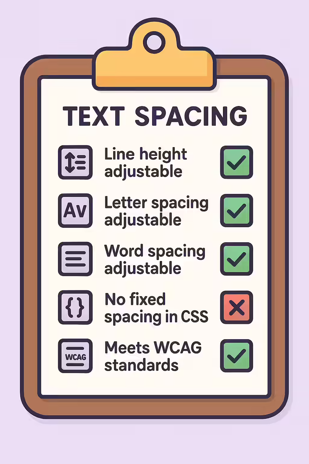 The Space Between: A Guide to Adjustable Inline Text Spacing 2 An illustration of a checklist, symbolizing the importance of making sure your inline text spacing is adjustable.