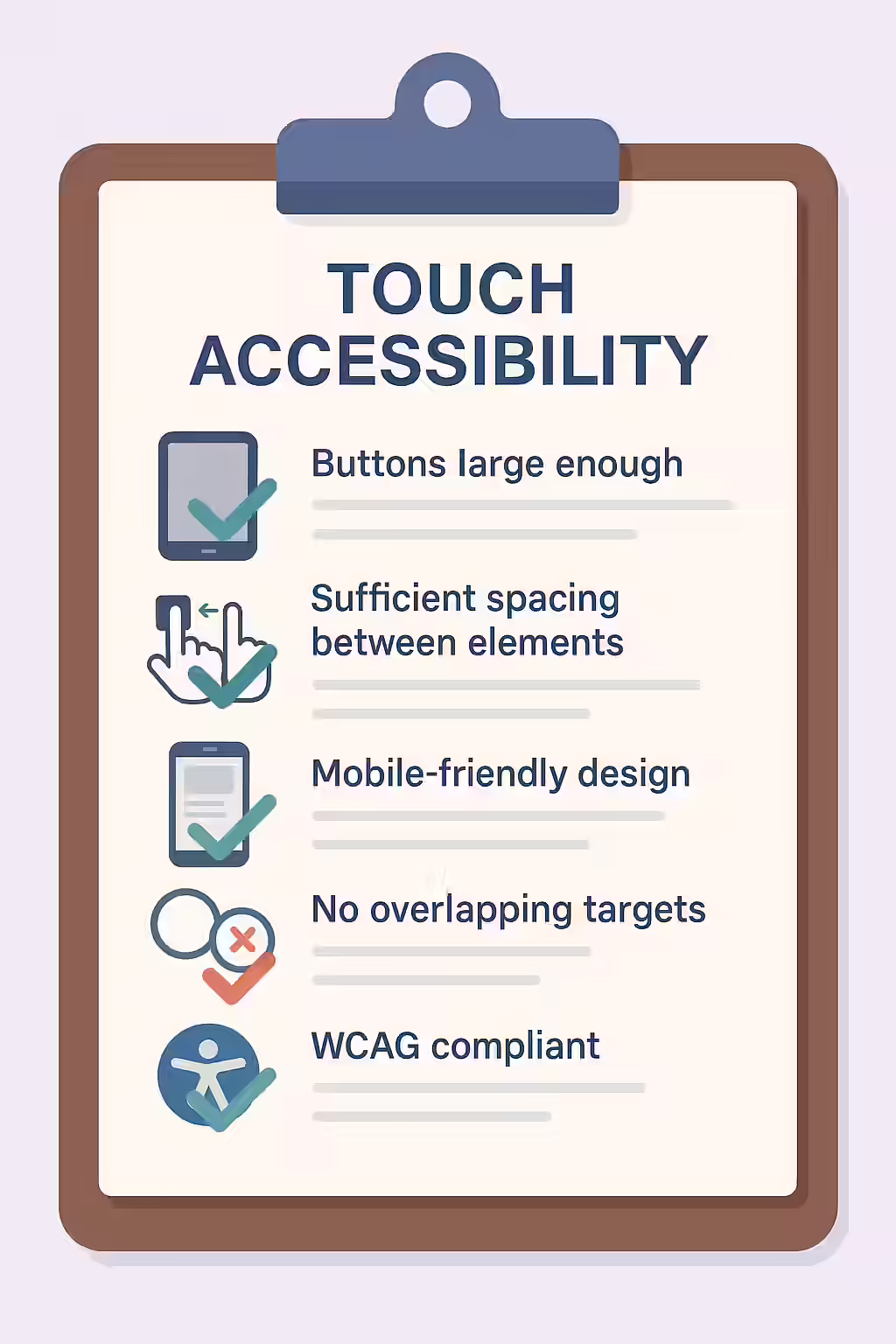 The Big Button Theory: A Guide to Sufficient Touch Target Size and Spacing 2 An illustration of a checklist, symbolizing the importance of making sure your touch targets have a sufficient size and spacing.
